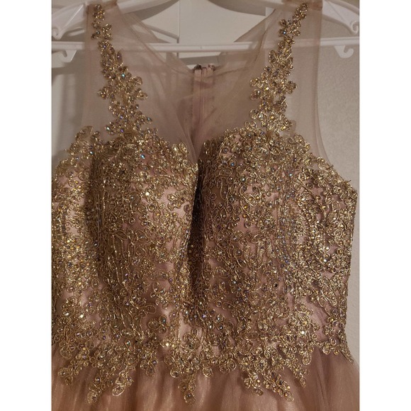 Like New Coral and gold beaded dress size XS - Picture 5 of 10
